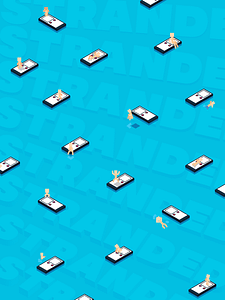 Crafted with Adobe Illustrator, Stranded is a isometric scene of a person stranded in the vast ocean with nothing but their phone. Social media can create an environment where individuals can feel isolated from the physical world.